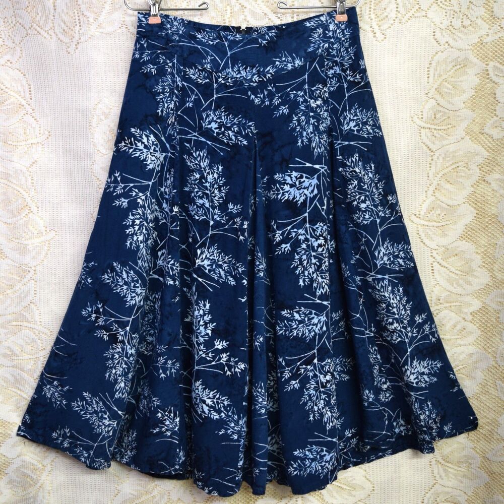 Eagle Ray Traders Womens Sz Medium Whimsygoth Blue Midi Skirt Fairy Gypsy Hippie